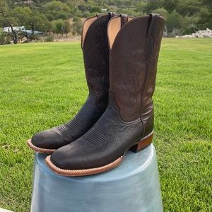 Mens Black ostrich skin lucchese boots 11.5